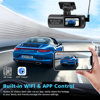 V22 pārrobežu 4K augstas izšķirtspējas divu objektīvu braukšanas reģistrators GPS mobilā lietotne savstarpēja savienošana atpakaļgaitas attēls priekšējais un aizmugurējais divkāršs ieraksts