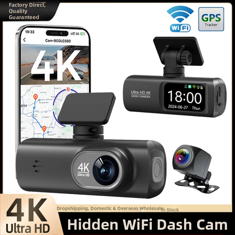 Înregistrator de condus V22 transfrontalier 4K de înaltă definiție, cu obiectiv dublu, interconectare GPS pentru aplicații mobile, imagine pentru mers înapoi, înregistrare dublă față și spate