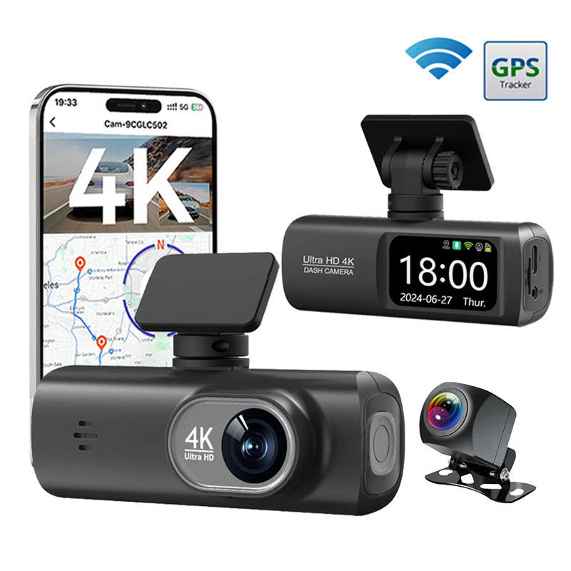 V22 pārrobežu 4K augstas izšķirtspējas divu objektīvu braukšanas reģistrators GPS mobilā lietotne savstarpēja savienošana atpakaļgaitas attēls priekšējais un aizmugurējais divkāršs ieraksts