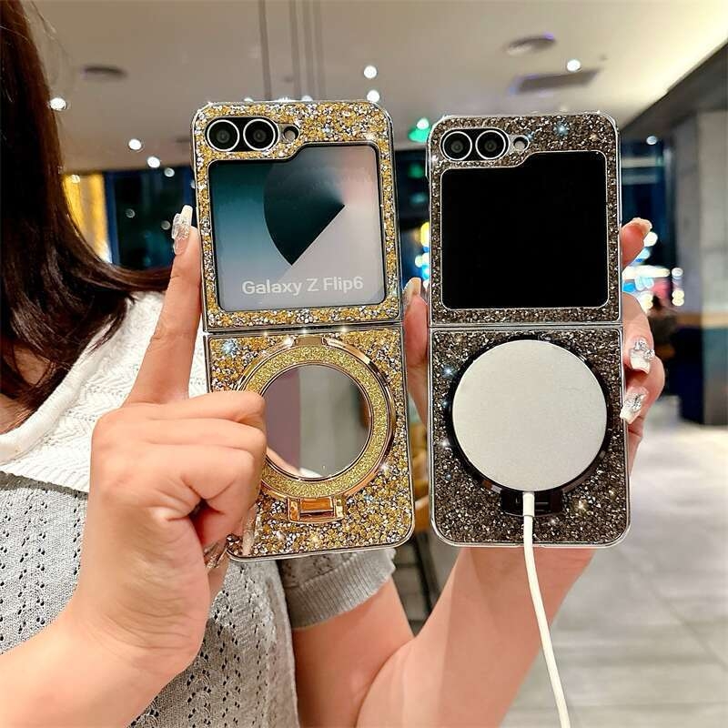 Sobib Samsung Zfilp7 galvaniseeritud Flash Diamond mobiiltelefoni ümbrisele, peegliga, Zfilp3/4 magnetiga, Zfilp 40% soodsam, virnastatud kronstein, uus