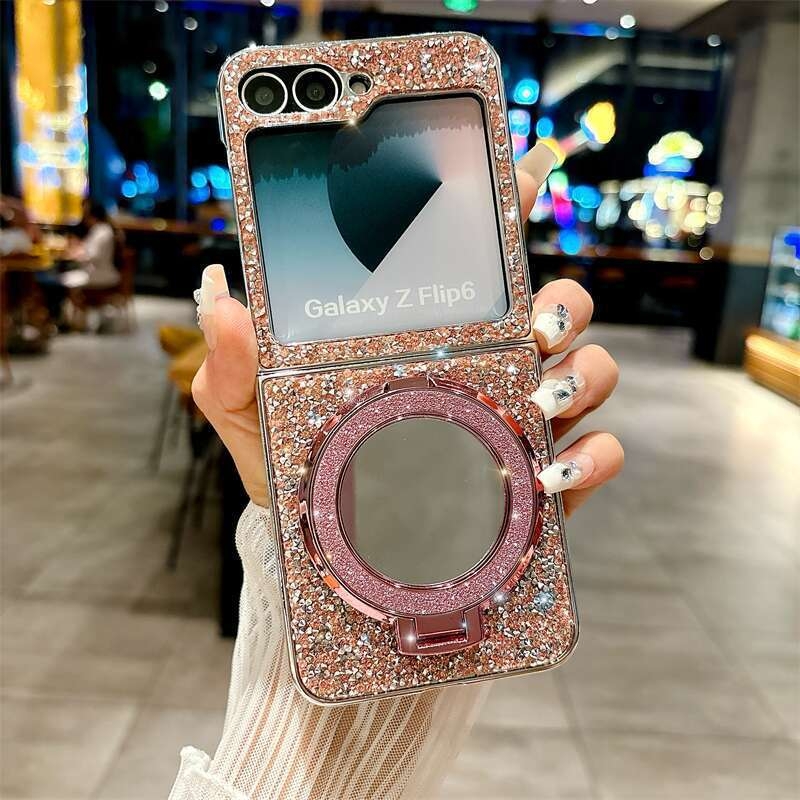 Sobib Samsung Zfilp7 galvaniseeritud Flash Diamond mobiiltelefoni ümbrisele, peegliga, Zfilp3/4 magnetiga, Zfilp 40% soodsam, virnastatud kronstein, uus