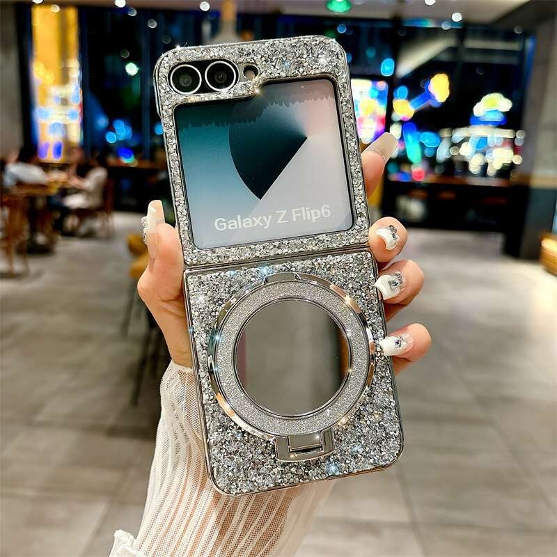 Sobib Samsung Zfilp7 galvaniseeritud Flash Diamond mobiiltelefoni ümbrisele, peegliga, Zfilp3/4 magnetiga, Zfilp 40% soodsam, virnastatud kronstein, uus