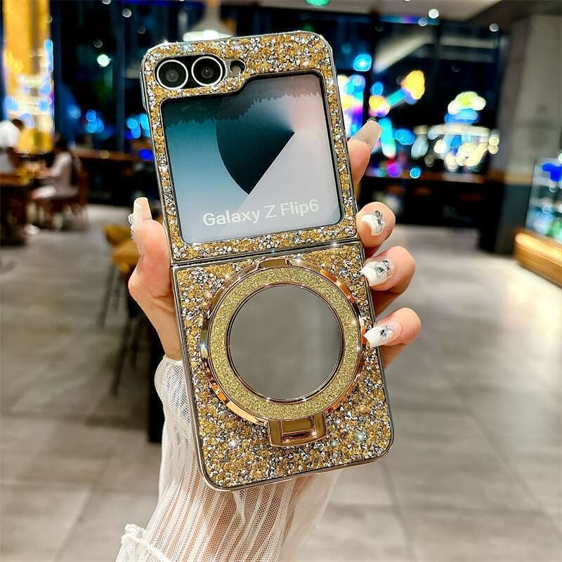 Sobib Samsung Zfilp7 galvaniseeritud Flash Diamond mobiiltelefoni ümbrisele, peegliga, Zfilp3/4 magnetiga, Zfilp 40% soodsam, virnastatud kronstein, uus