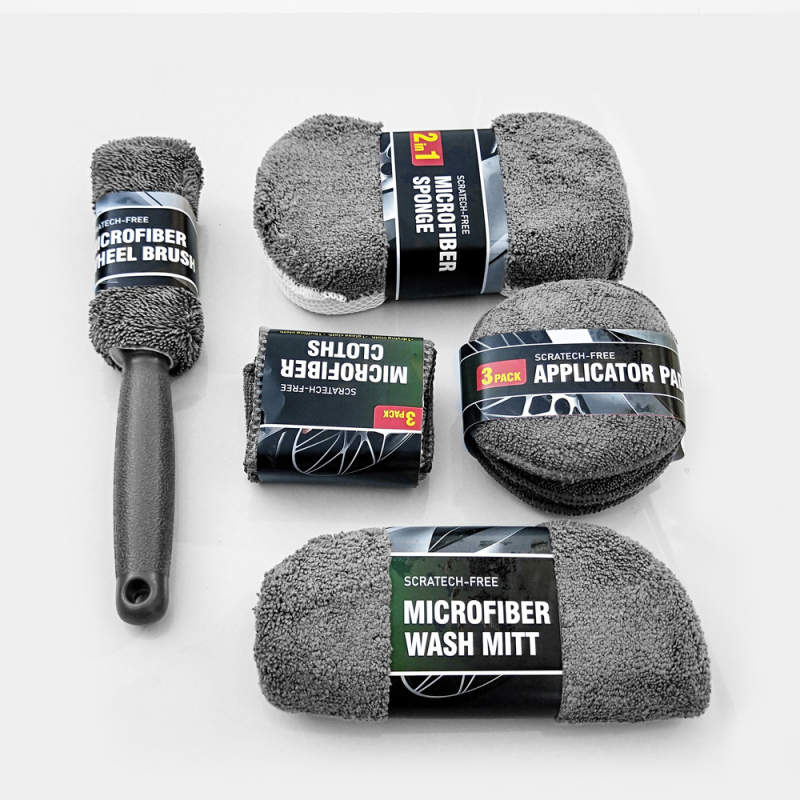 Autopuhastuskindad, auto ilurätik, riie, vahatamiskäsn, rattahari, 9-osaline autopesuri tööriistade puhastusülikond