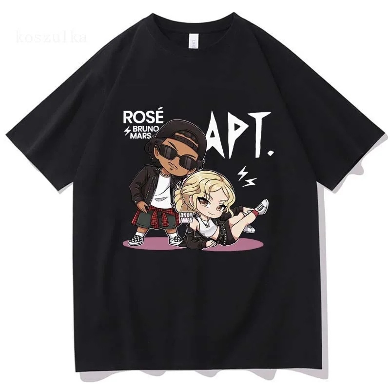 Rose Bruno Mars Apt T-särk, moodne meeste/naiste Harajuku graafiline T-särk, unisex, kvaliteetne USA