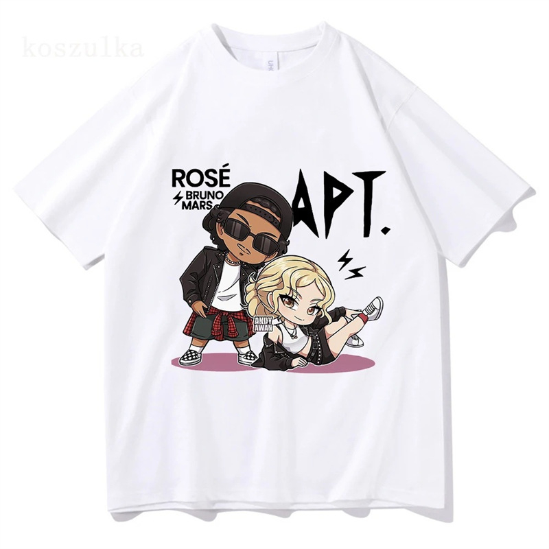 Rose Bruno Mars Apt T-särk, moodne meeste/naiste Harajuku graafiline T-särk, unisex, kvaliteetne USA