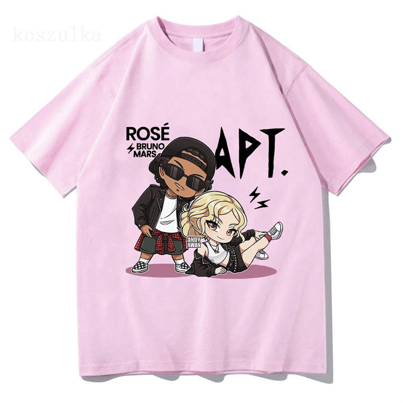 Rose Bruno Mars Apt T-särk, moodne meeste/naiste Harajuku graafiline T-särk, unisex, kvaliteetne USA