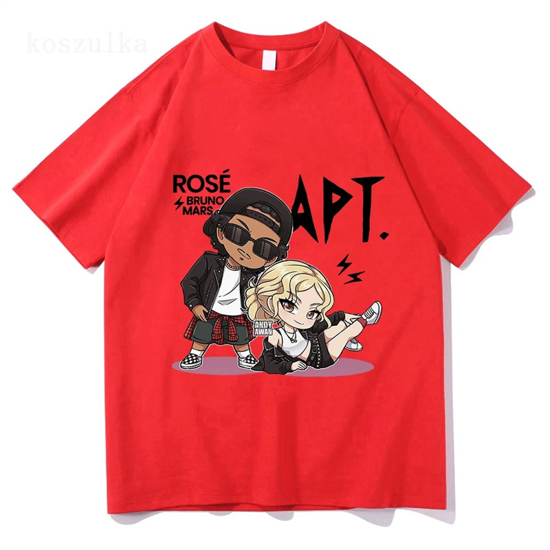 Rose Bruno Mars Apt T-särk, moodne meeste/naiste Harajuku graafiline T-särk, unisex, kvaliteetne USA