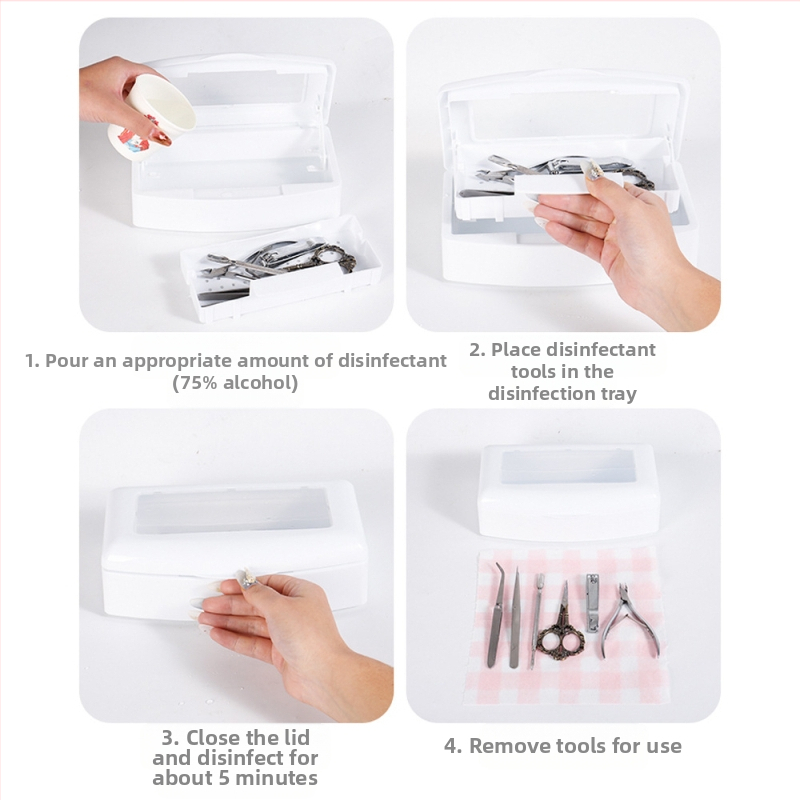 Cezhraničná dezinfekčná krabička na nechty, alkoholový dezinfekčný filter, čistiaca krabička na nechty, multifunkčná čistiaca krabička, sterilizačná krabička, krabička na náradie