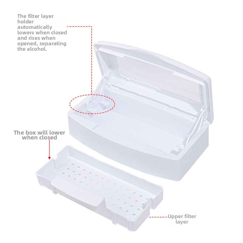 Cezhraničná dezinfekčná krabička na nechty, alkoholový dezinfekčný filter, čistiaca krabička na nechty, multifunkčná čistiaca krabička, sterilizačná krabička, krabička na náradie