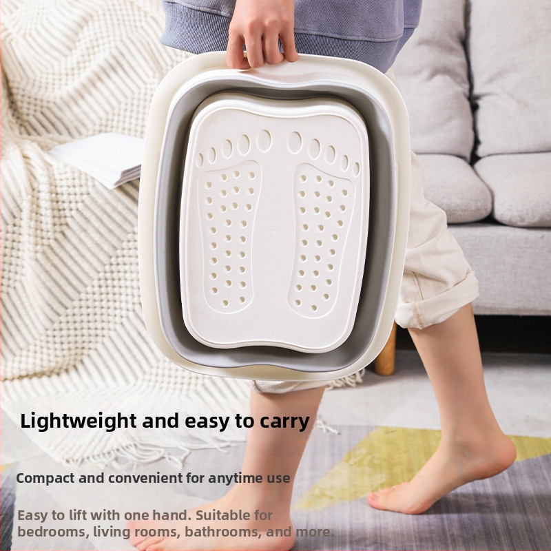 -Кофа за накисване на крака, сгъваема кофа, преносима, за съхранение, домашна масажна здравна вана за крака над прасеца с капак, запазване на топлината, измиване на краката