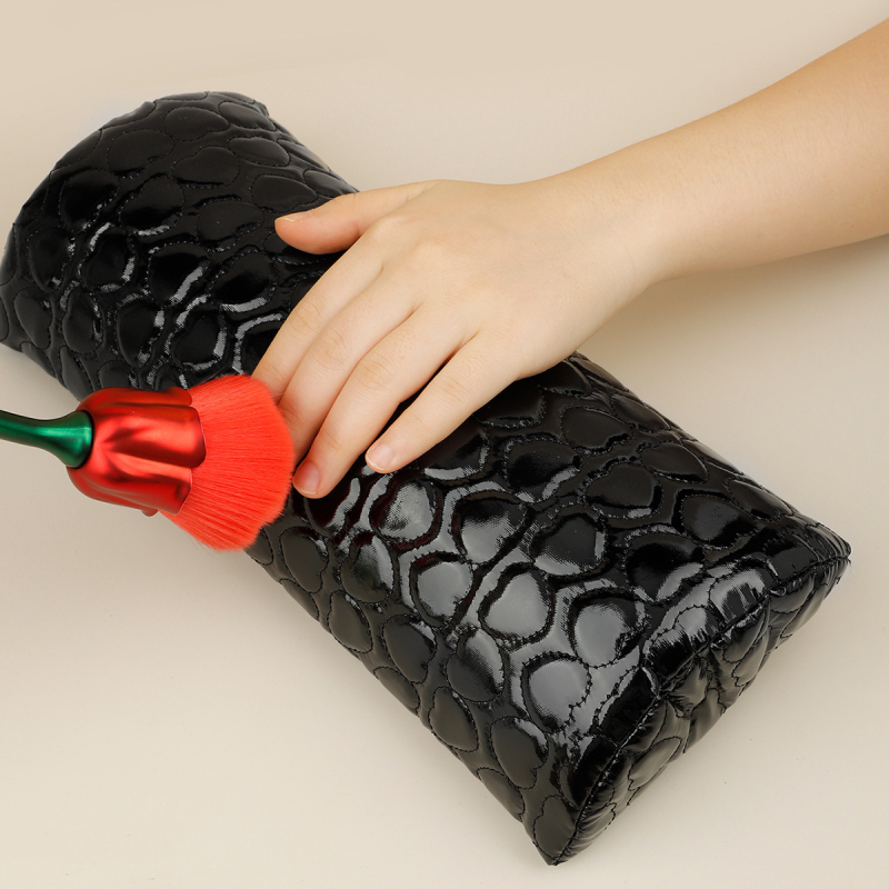 Piiriülene küünepadja tööriist südame poolringikujuline käepadi PU nahast näoarmukäepadja ülikond tolmukindel, eemaldatav ja pestav mugav