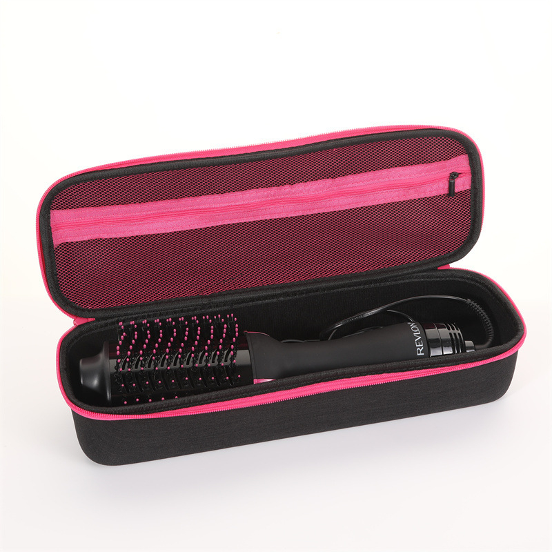 Dysoni fööni hoiukarp, juuksuritööriistade hoiukott, lokitangid, sirgendaja, kukkumisvastane kaitsekott laos.