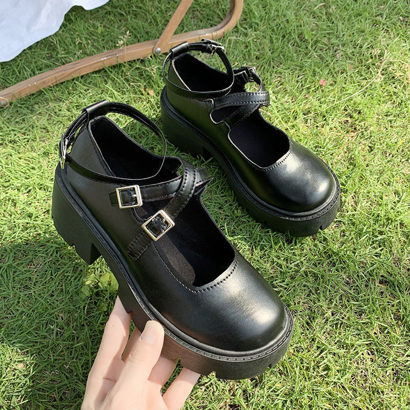 Batai moterims 2024 m. nauji retro stiliaus stambiakulniai vieno sluoksnio batai pavasario ir vasaros japoniški minkšti mergaitiški lolita britiško stiliaus maži odiniai batai