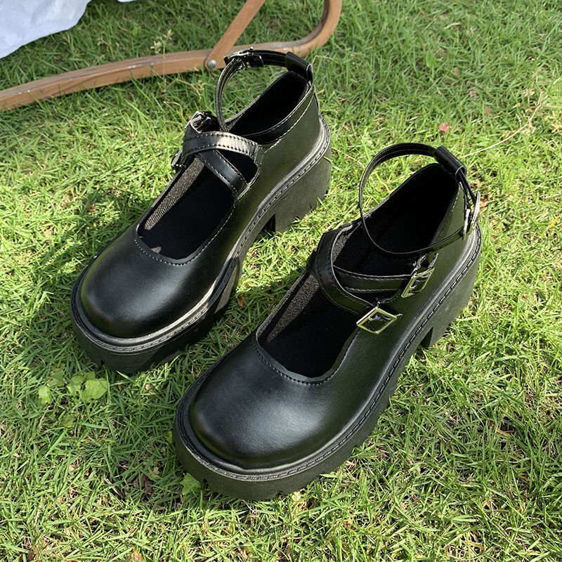 Batai moterims 2024 m. nauji retro stiliaus stambiakulniai vieno sluoksnio batai pavasario ir vasaros japoniški minkšti mergaitiški lolita britiško stiliaus maži odiniai batai