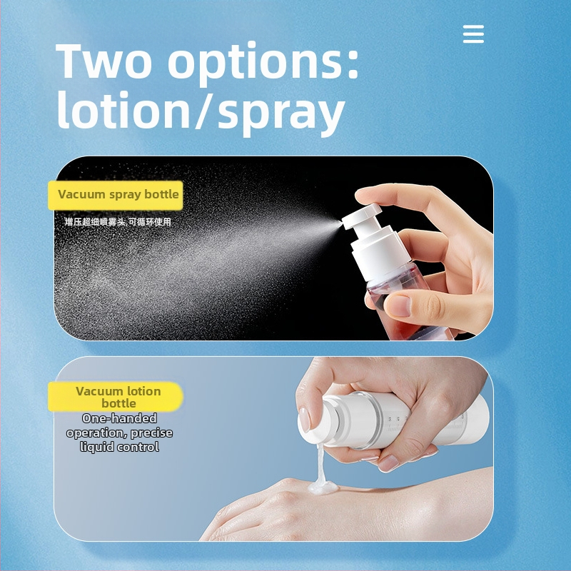 Vaakumpudelitesse kaasaskantav pihustuspudel emulsioonpress reisimiseks läbipaistev skaalaga kosmeetiline villimisülikond