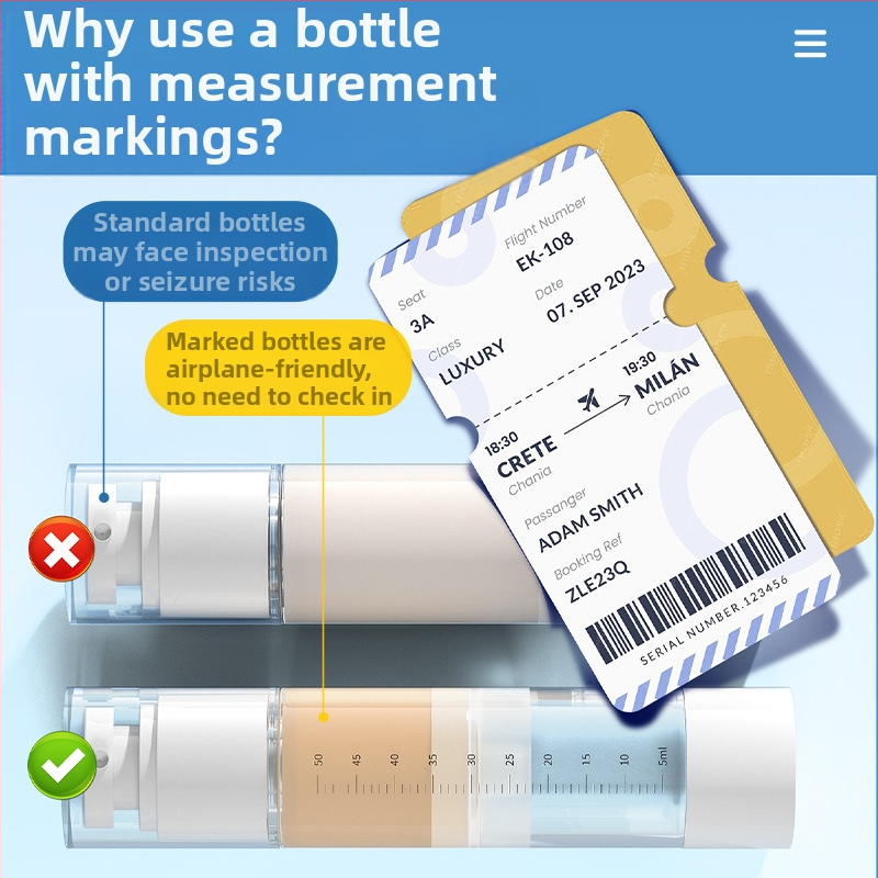 Vaakumpudelitesse kaasaskantav pihustuspudel emulsioonpress reisimiseks läbipaistev skaalaga kosmeetiline villimisülikond
