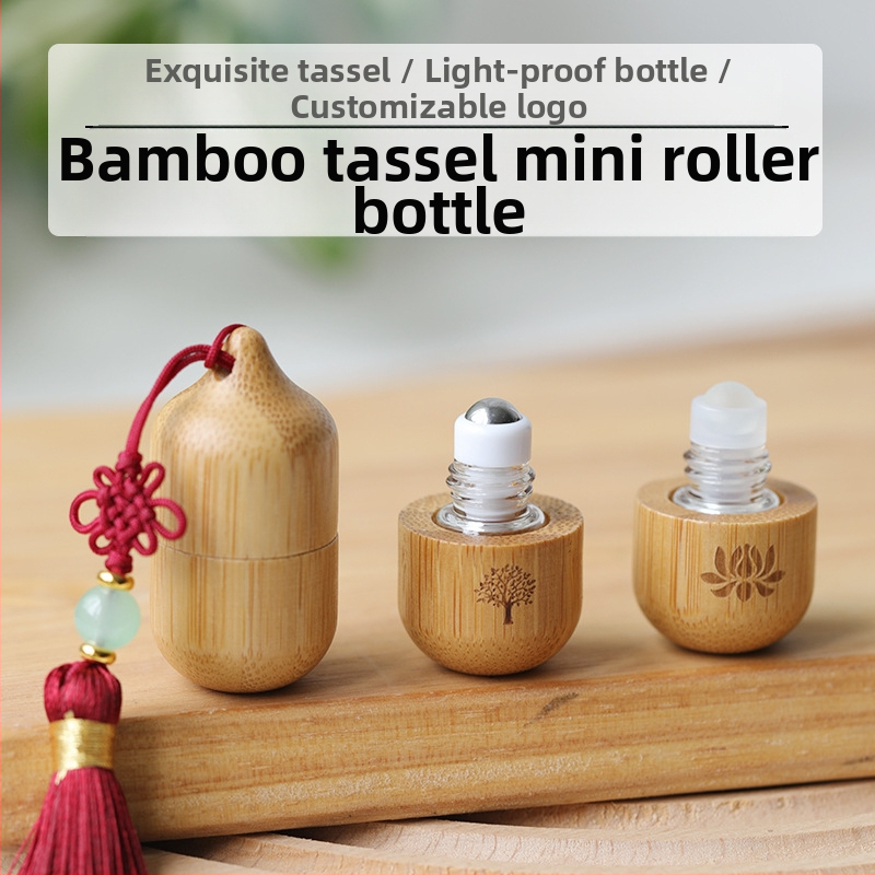 Bambusest eeterliku õli helmeste pudel 1ml loominguline väikese mahutavusega jagatud parfüümi essents kaasaskantav antiikne tutiga puidust helmeste pudel