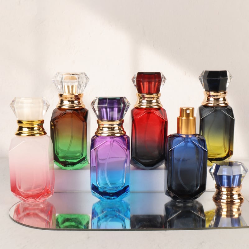 30ML μπουκάλι αρώματος με διαβάθμιση χρώματος γυαλιού, μπουκάλι ψεκασμού από βιδωτό γυάλινο άδειο μπουκάλι σε απόθεμα χονδρικής
