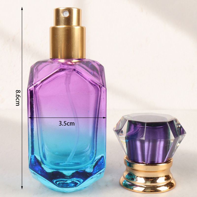30 ml värviline gradientklaasist parfüümipudeli pihustuspudel kruviklaasist tühi pudel laos hulgimüügis