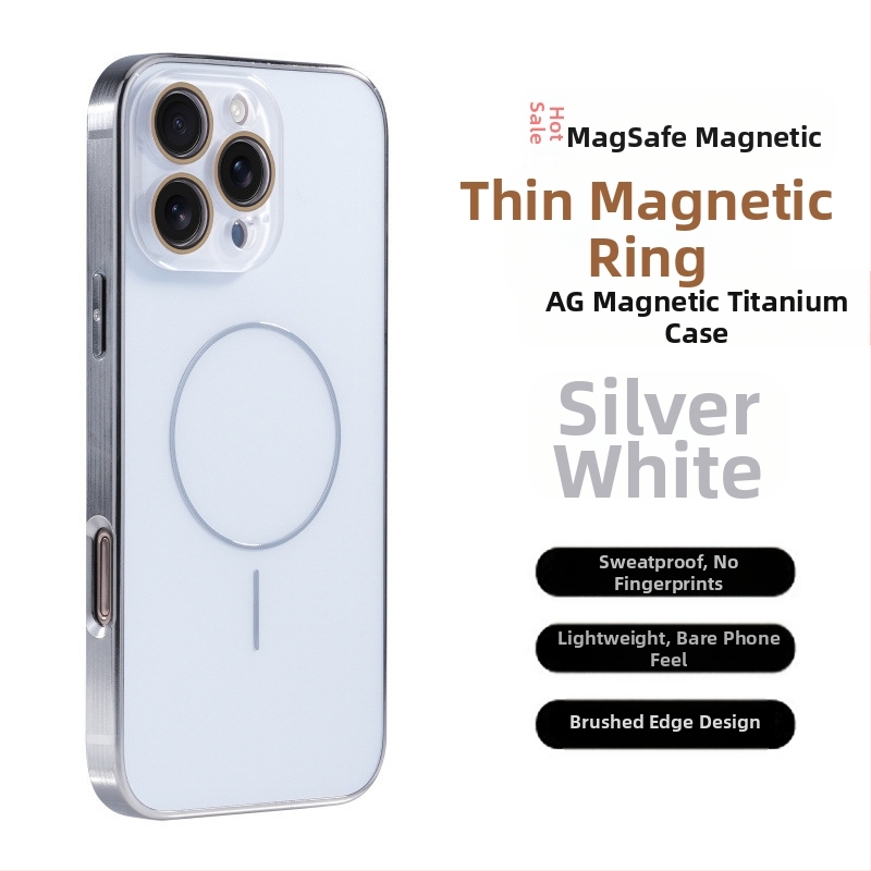 Aizsargbrilles Ag titāna raksts piemērots Apple iPhone 17 Pro Max telefona maciņam ar smalku gredzenu magnētisko piesūcekni, pret nokrišanu 16, pilns pārklājums 15