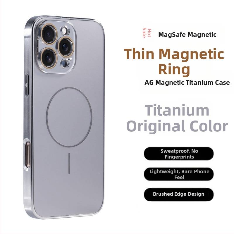 Aizsargbrilles Ag titāna raksts piemērots Apple iPhone 17 Pro Max telefona maciņam ar smalku gredzenu magnētisko piesūcekni, pret nokrišanu 16, pilns pārklājums 15