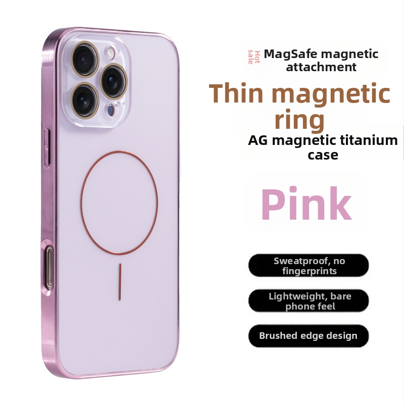 Aizsargbrilles Ag titāna raksts piemērots Apple iPhone 17 Pro Max telefona maciņam ar smalku gredzenu magnētisko piesūcekni, pret nokrišanu 16, pilns pārklājums 15