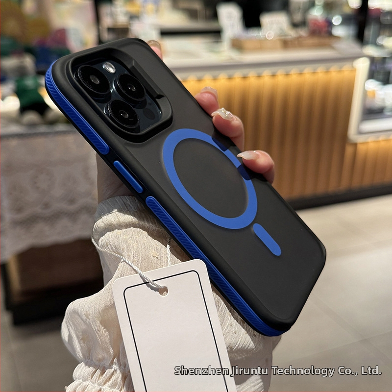 Apple 16ProMax mobiiltelefoni ümbrisele, kahevärviline magnetiline iPhone14 mattnahast Magsafe kaitseümbris