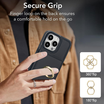 Sobib Apple 17 Rfid vargusvastasele mobiiltelefoni ümbrisele, Samsung S25 Edge Ring Card Wallet mobiiltelefoni nahast ümbrisele
