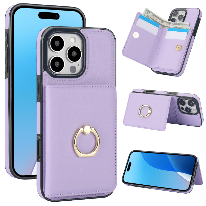 Sobib Apple 17 Rfid vargusvastasele mobiiltelefoni ümbrisele, Samsung S25 Edge Ring Card Wallet mobiiltelefoni nahast ümbrisele