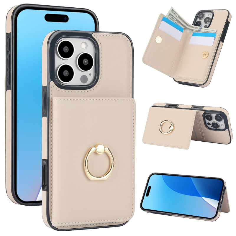 Sobib Apple 17 Rfid vargusvastasele mobiiltelefoni ümbrisele, Samsung S25 Edge Ring Card Wallet mobiiltelefoni nahast ümbrisele