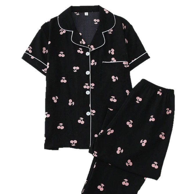 Amazoni enimmüüdud väliskaubandus Amazoni populaarne suvine naiste lühikeste varrukatega pükste ja trükitud pidžaamakomplekt kaheosaline komplekt