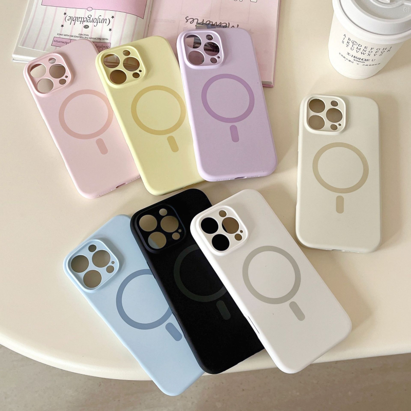 Piemērots Apple 16Pro Max mobilā tālruņa maciņam ar šķidru silikonu, magnētisku iPhone 15, smalku caurumu, 14/13, vienkrāsains, vienkāršs