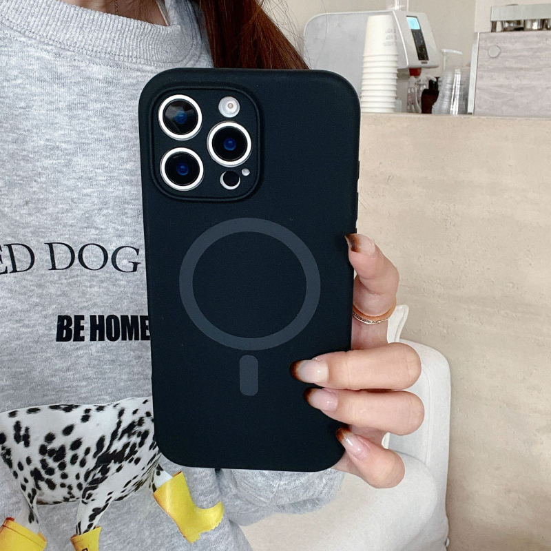 Piemērots Apple 16Pro Max mobilā tālruņa maciņam ar šķidru silikonu, magnētisku iPhone 15, smalku caurumu, 14/13, vienkrāsains, vienkāršs