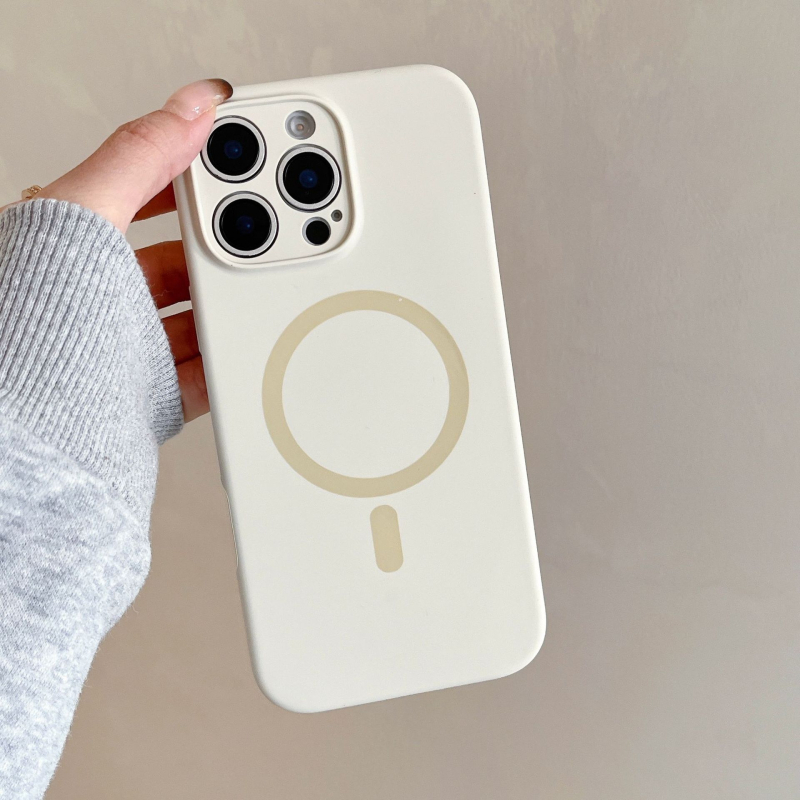 Piemērots Apple 16Pro Max mobilā tālruņa maciņam ar šķidru silikonu, magnētisku iPhone 15, smalku caurumu, 14/13, vienkrāsains, vienkāršs