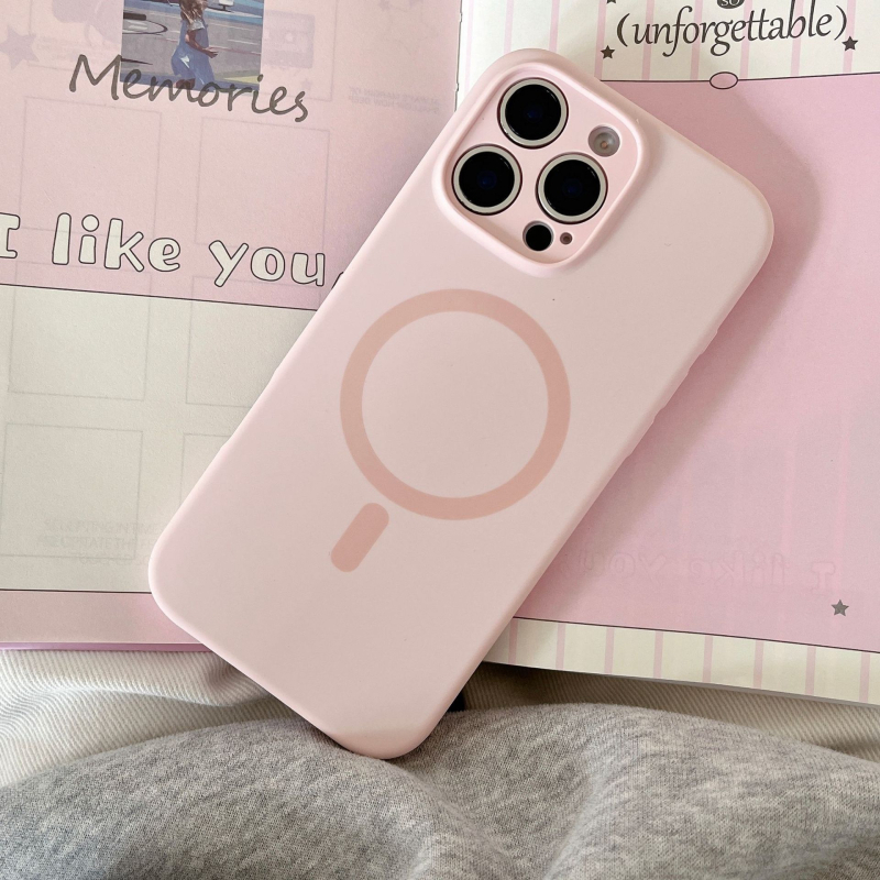 Piemērots Apple 16Pro Max mobilā tālruņa maciņam ar šķidru silikonu, magnētisku iPhone 15, smalku caurumu, 14/13, vienkrāsains, vienkāršs