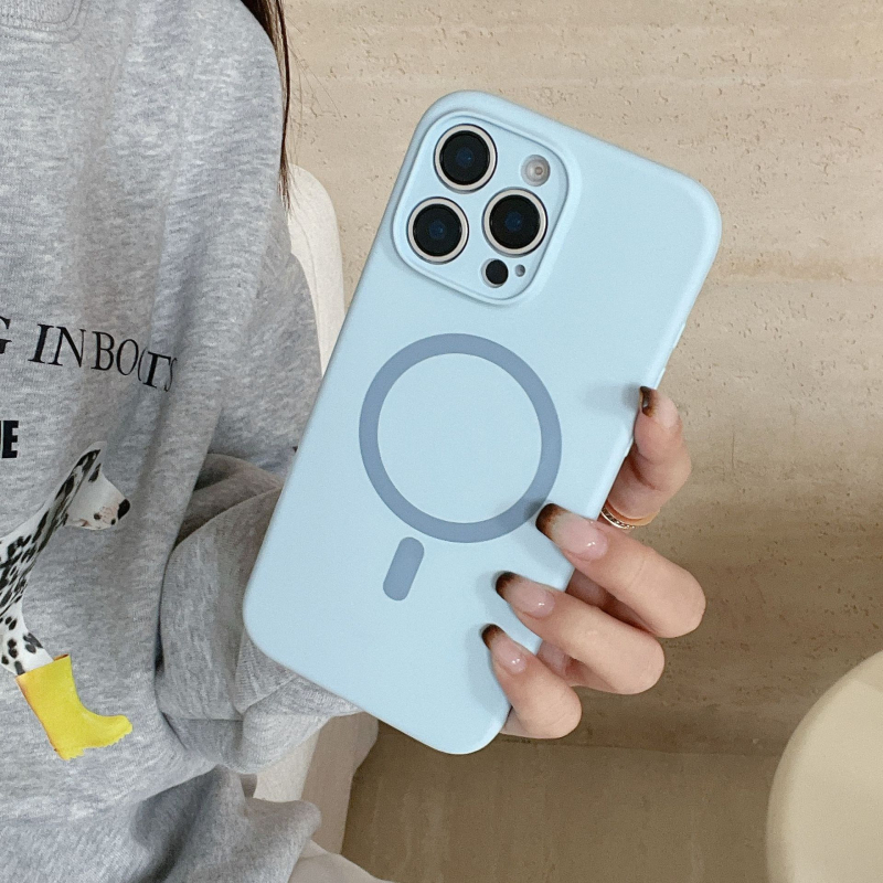 Piemērots Apple 16Pro Max mobilā tālruņa maciņam ar šķidru silikonu, magnētisku iPhone 15, smalku caurumu, 14/13, vienkrāsains, vienkāršs