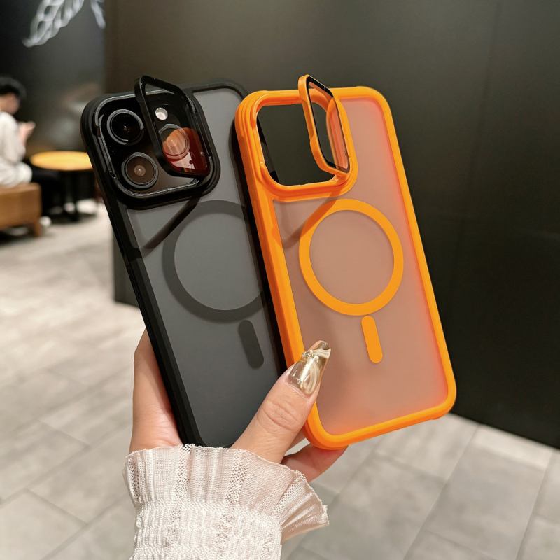 Piemērots iPhone16PROMAX tālruņa maciņam, matētam magnētiskam, ādu absorbējošam lēcas turētājam, Apple 15 cietajam aizsargapvalkam