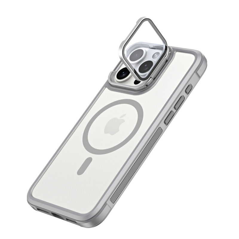 Piemērots iPhone16PROMAX tālruņa maciņam, matētam magnētiskam, ādu absorbējošam lēcas turētājam, Apple 15 cietajam aizsargapvalkam