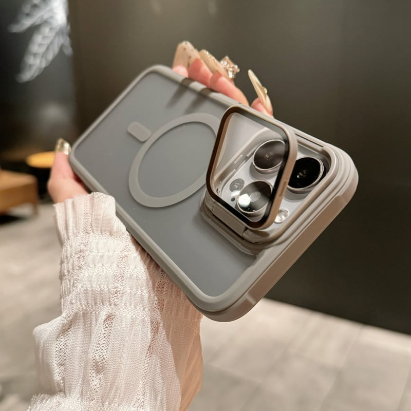 Piemērots iPhone16PROMAX tālruņa maciņam, matētam magnētiskam, ādu absorbējošam lēcas turētājam, Apple 15 cietajam aizsargapvalkam