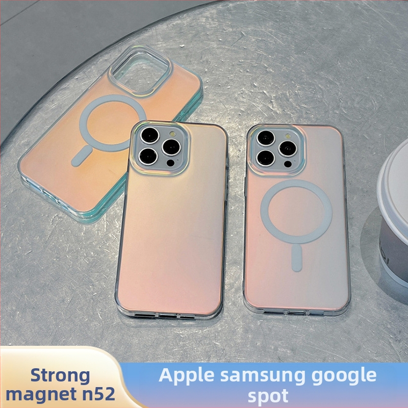 Κατάλληλο για Apple 15Pro, πολύχρωμη θήκη κινητού τηλεφώνου, iPhone 16, Frosted Chameleon 17, νέα μαγνητική θήκη αναρρόφησης Magsafe