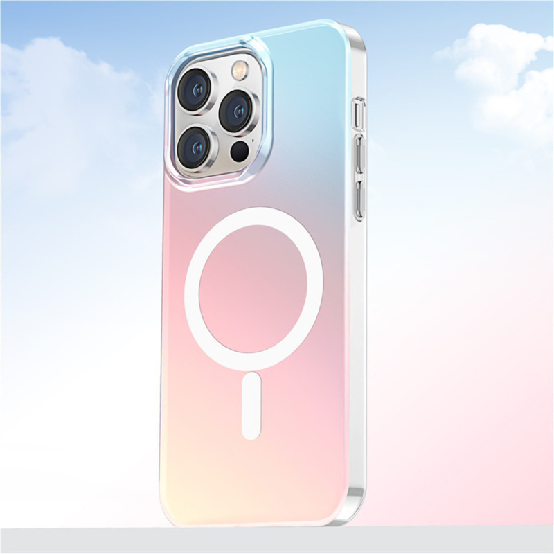 Подходящ за Apple 15Pro, цветен калъф за мобилен телефон, Iphone16, матиран хамелеон, нов Magsafe магнитен калъф с вакуумна клапа.