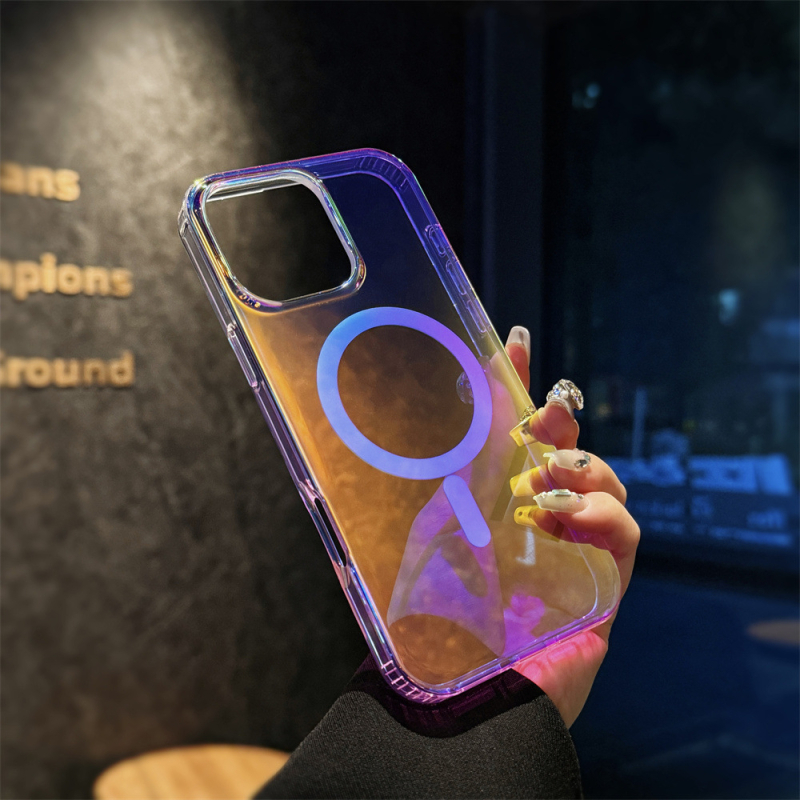 Подходящ за Apple 15Pro, цветен калъф за мобилен телефон, Iphone16, матиран хамелеон, нов Magsafe магнитен калъф с вакуумна клапа.