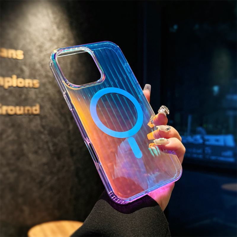 Подходящ за Apple 15Pro, цветен калъф за мобилен телефон, Iphone16, матиран хамелеон, нов Magsafe магнитен калъф с вакуумна клапа.
