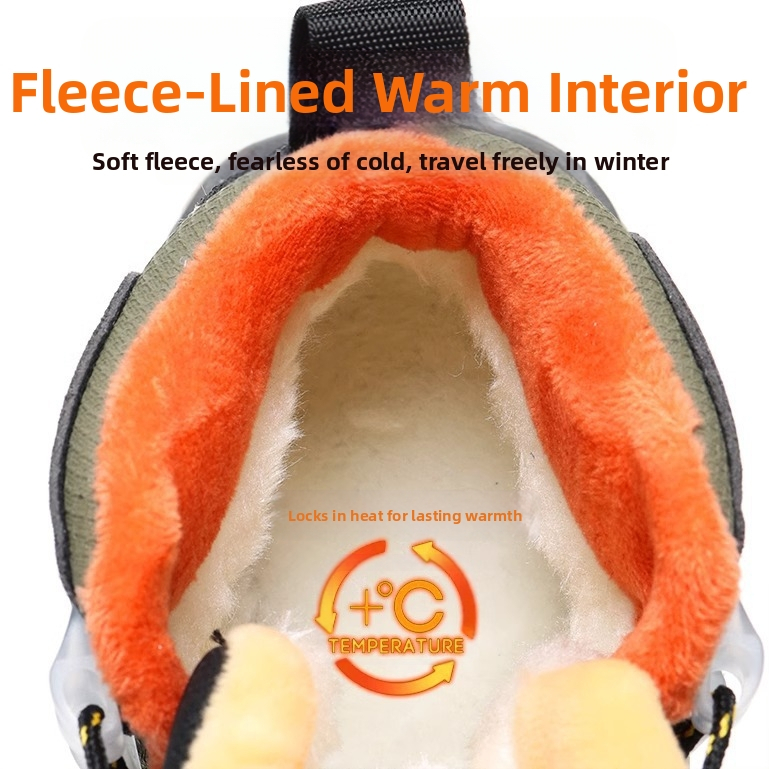 Момичешки големи памучни обувки 2024 нови зимни маратонки с полар, детски дебели топли, неплъзгащи се туристически обувки