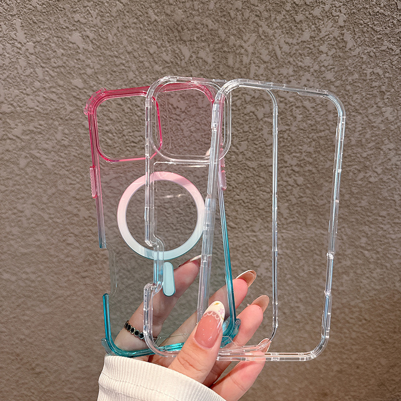 Värviline magnetiline kolm-ühes ümbris, mis sobib Apple 17 Pro Maxile, kukkumiskindel 16 Pro Gradient kaitsev kõvaümbris 15