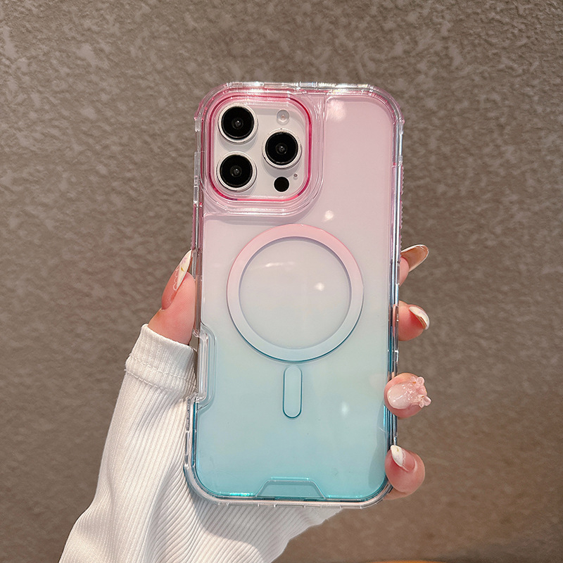 Värviline magnetiline kolm-ühes ümbris, mis sobib Apple 17 Pro Maxile, kukkumiskindel 16 Pro Gradient kaitsev kõvaümbris 15