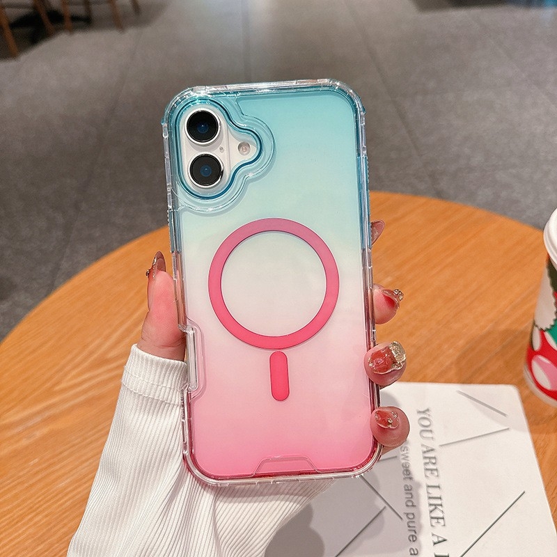 Värviline magnetiline kolm-ühes ümbris, mis sobib Apple 17 Pro Maxile, kukkumiskindel 16 Pro Gradient kaitsev kõvaümbris 15