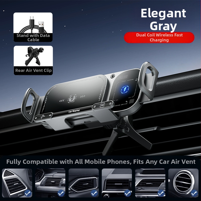 Сгъваем екран за мобилен телефон с изход за въздух, 15W бързо зареждане, сгъваем екран за мобилен телефон, държач за мобилен телефон с голям екран и кола