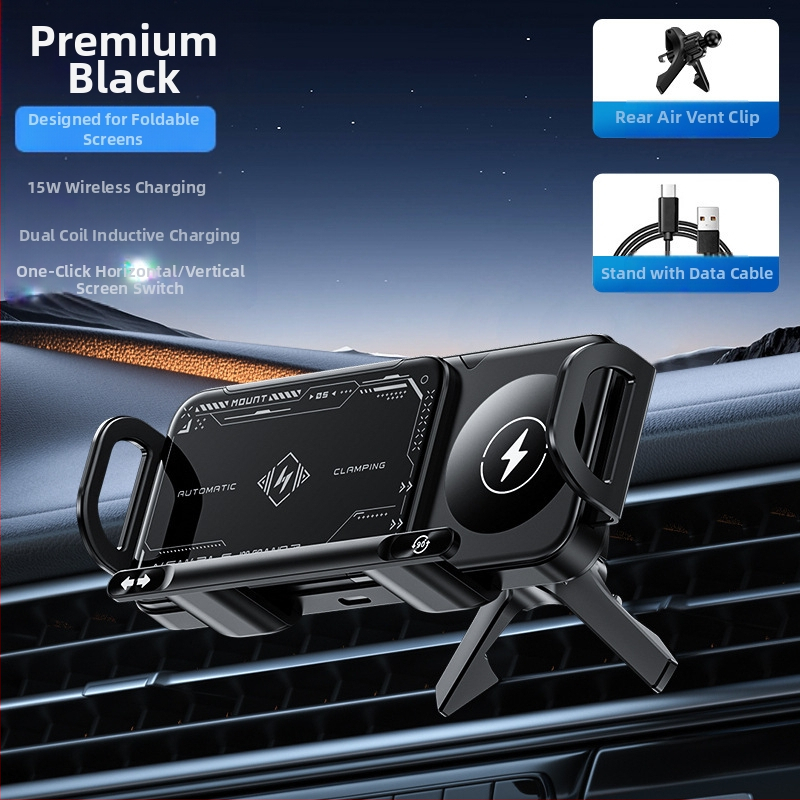 Сгъваем екран за мобилен телефон с изход за въздух, 15W бързо зареждане, сгъваем екран за мобилен телефон, държач за мобилен телефон с голям екран и кола
